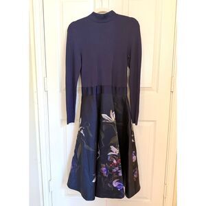 Ted Baker Dominaa Pomegranate Floral Fit & Flare Midi Dress size 2